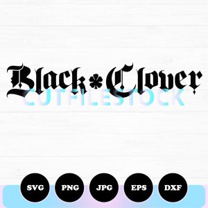 Black Clover Logo Svg Silhouette, Png, Eps, Dxf, Jpeg, Digital Download, Cricut