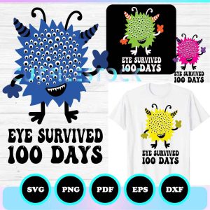 eye survived 100 days of school svg
