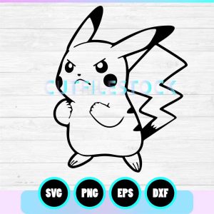tough pikachu svg outline