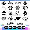 Dog Paw Print Heart Svg Bundle
